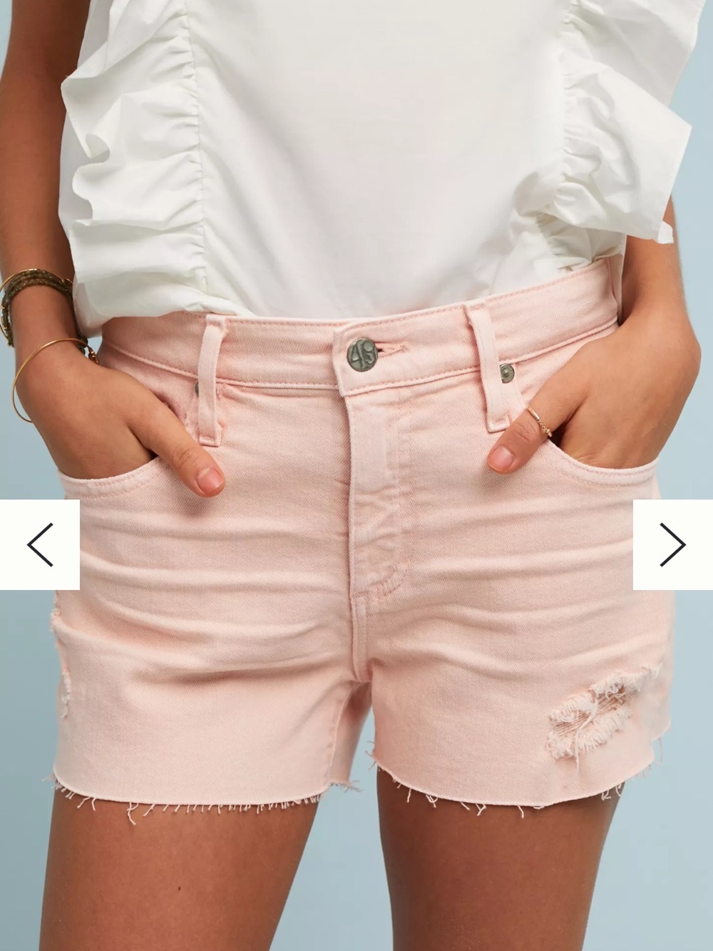 NWT AG Adriano Goldschmied Bryn Ex Boyfriend Cut Off Light Pink Denim Shorts 25